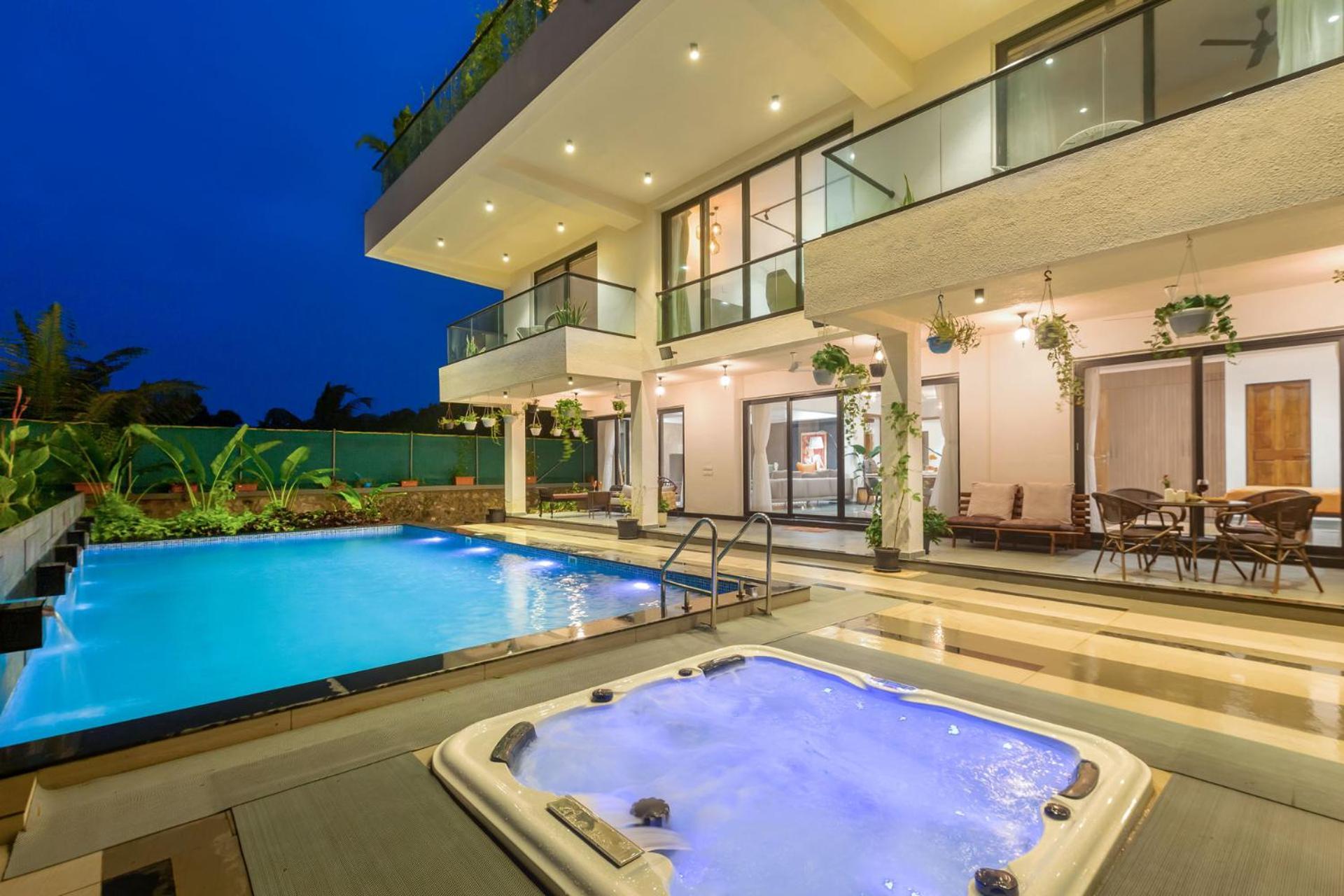 Villa Sereno By Stayvista - An Elegant And Entertaining Retreat Featuring A Swimming Pool, Outdoor Jacuzzi, Modern Interiors, And A Snooker Table Alībāg Eksteriør billede